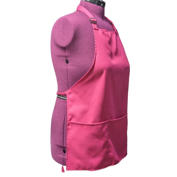 Pink Classic Short Apron Soft Fabric with Three Large Pockets - Picture 1 of 5